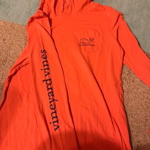 Hooded Long Sleeve Orange Vineyard Vines Tee